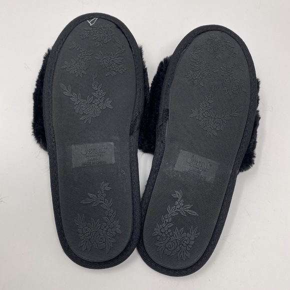 Jenni Slippers Open Toe Black Faux Fur Kiss Me L - Picture 4 of 5